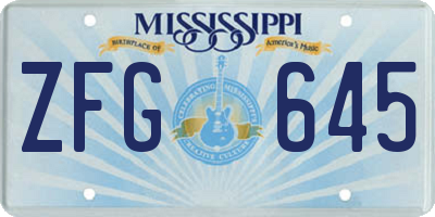 MS license plate ZFG645