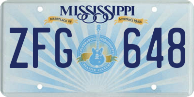 MS license plate ZFG648