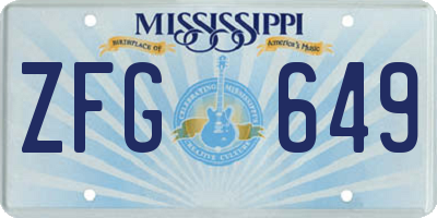 MS license plate ZFG649