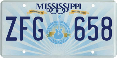 MS license plate ZFG658