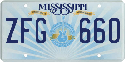 MS license plate ZFG660