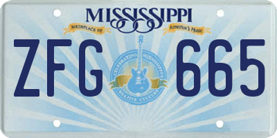 MS license plate ZFG665