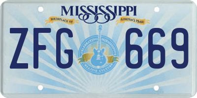 MS license plate ZFG669