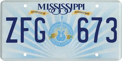MS license plate ZFG673