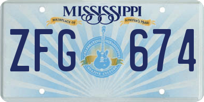 MS license plate ZFG674