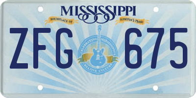 MS license plate ZFG675