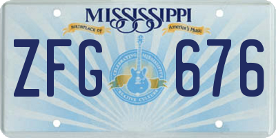 MS license plate ZFG676