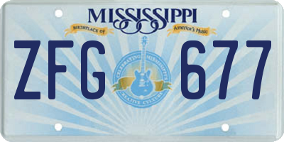 MS license plate ZFG677