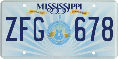 MS license plate ZFG678
