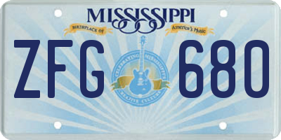 MS license plate ZFG680