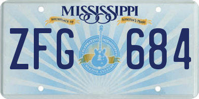 MS license plate ZFG684