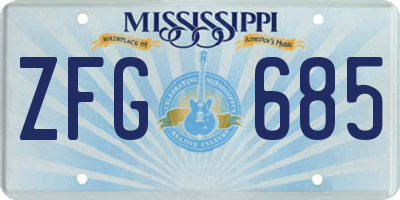 MS license plate ZFG685