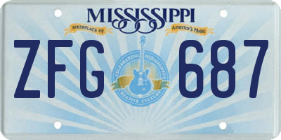 MS license plate ZFG687