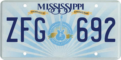 MS license plate ZFG692