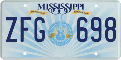 MS license plate ZFG698