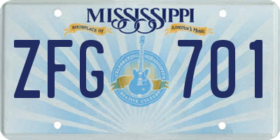 MS license plate ZFG701