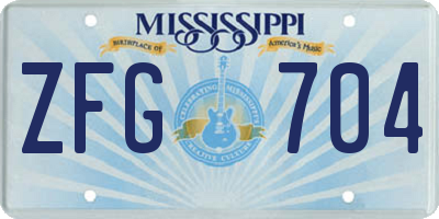 MS license plate ZFG704