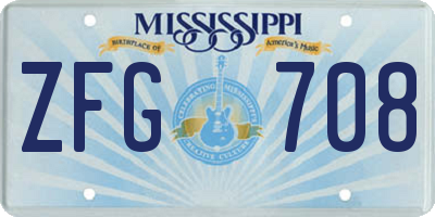 MS license plate ZFG708