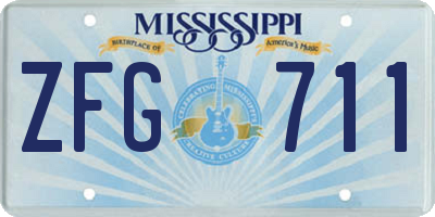 MS license plate ZFG711