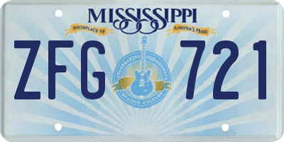 MS license plate ZFG721