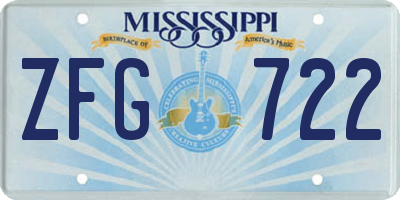 MS license plate ZFG722