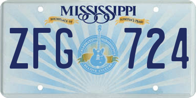 MS license plate ZFG724