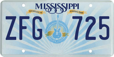 MS license plate ZFG725