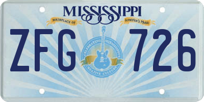 MS license plate ZFG726