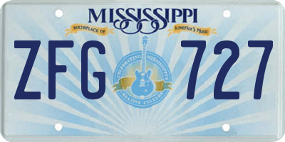 MS license plate ZFG727