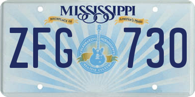 MS license plate ZFG730