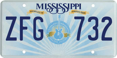 MS license plate ZFG732