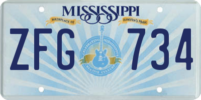 MS license plate ZFG734