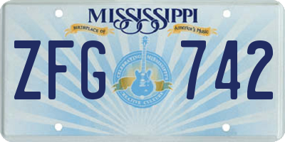 MS license plate ZFG742