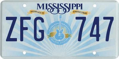 MS license plate ZFG747