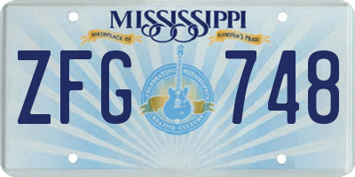 MS license plate ZFG748