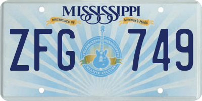 MS license plate ZFG749