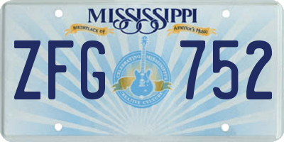 MS license plate ZFG752
