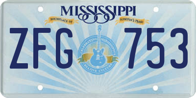 MS license plate ZFG753