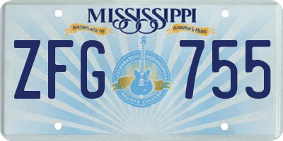 MS license plate ZFG755