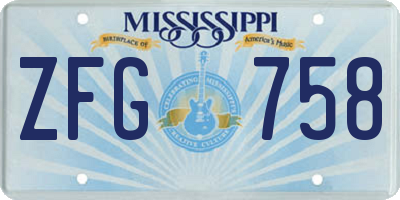 MS license plate ZFG758