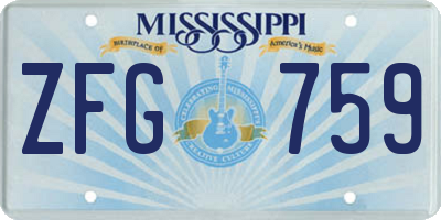 MS license plate ZFG759