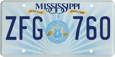 MS license plate ZFG760
