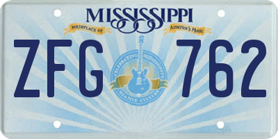 MS license plate ZFG762