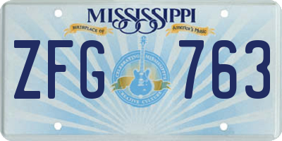 MS license plate ZFG763