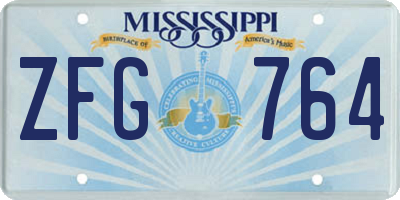 MS license plate ZFG764