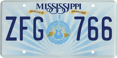 MS license plate ZFG766