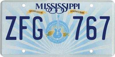 MS license plate ZFG767