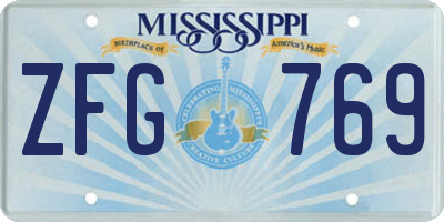 MS license plate ZFG769