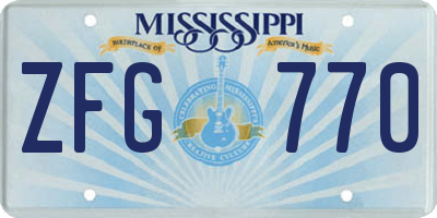 MS license plate ZFG770
