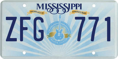 MS license plate ZFG771